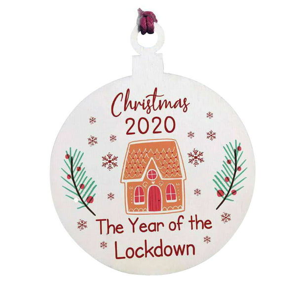 Handmade christmas 2020 year of the lockdown bauble WOODEN mask  engraved 